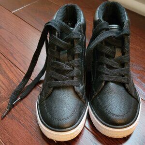 Children's Place Faux Leather Black Hi Top Sneakers (Kids), Size 12, Like New